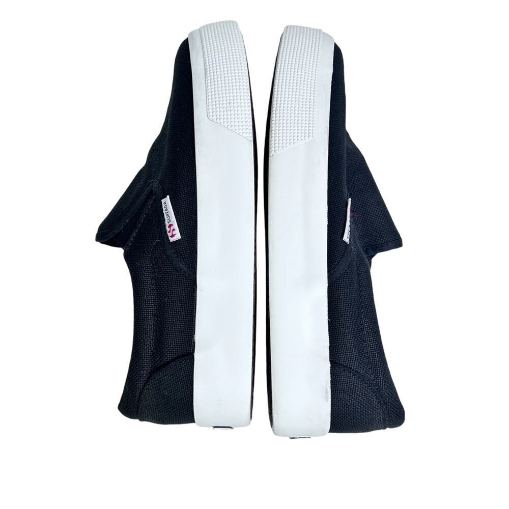 Superga Black White Womens Canvas Low Top Slip On Platform Slip On Sneaker - Picture 8 of 10